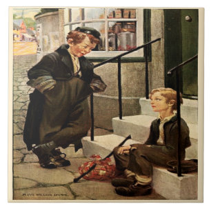 Oliver's First Meeting Jessie Willcox Dickens Tile