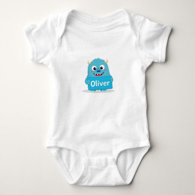 Oliver's Fuzzy Friend Baby Bodysuit (Front)