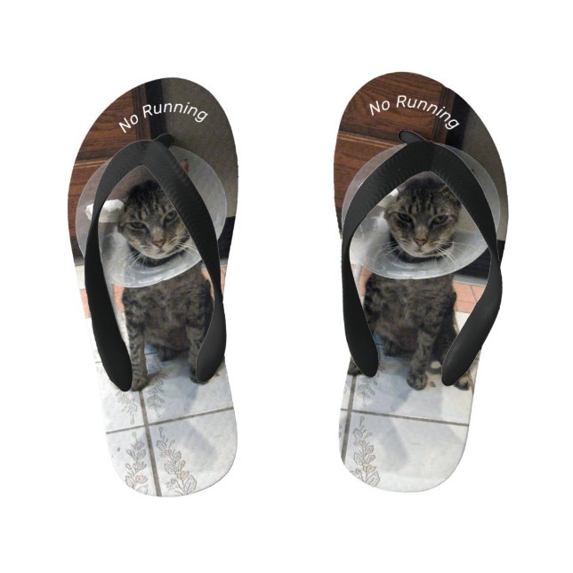 Oliver's Warning - Funny Cat Flip Flops (Footbed)