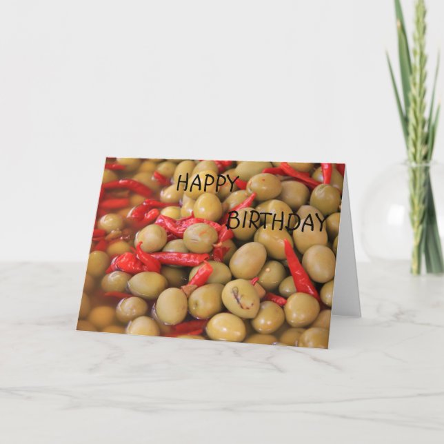 Olives and Chillies Happy Birthday Card (Front)