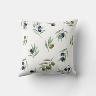 Olives Green Watercolor Botanical Chic Pattern Cushion