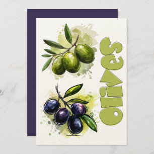 Olives Olive Oil Organic Vegan Botanical زيتون زيت Invitation