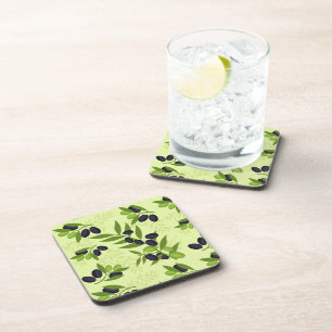 Olives Print Plastic Coaster Set
