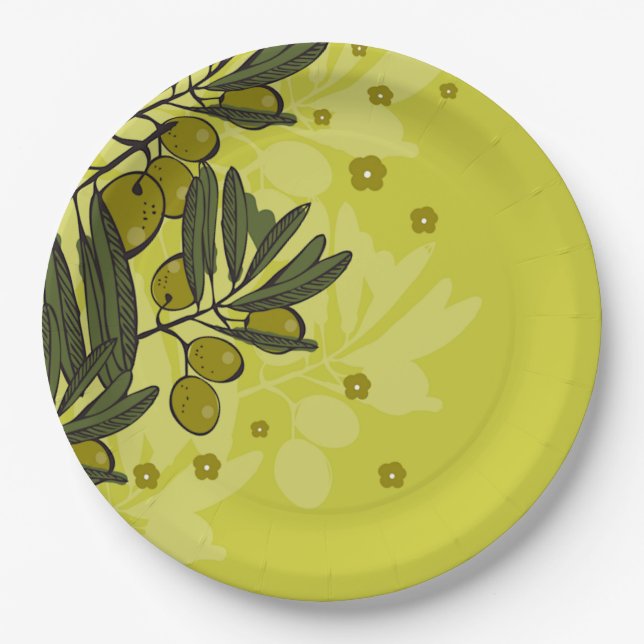 Olives Tree Tapas Party Paper Plate (Front)