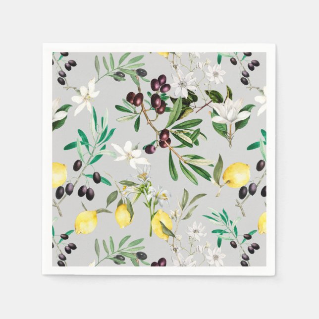 Olives,Tuscany ,flowers,Mediterranean,lemon   Napkin (Front)