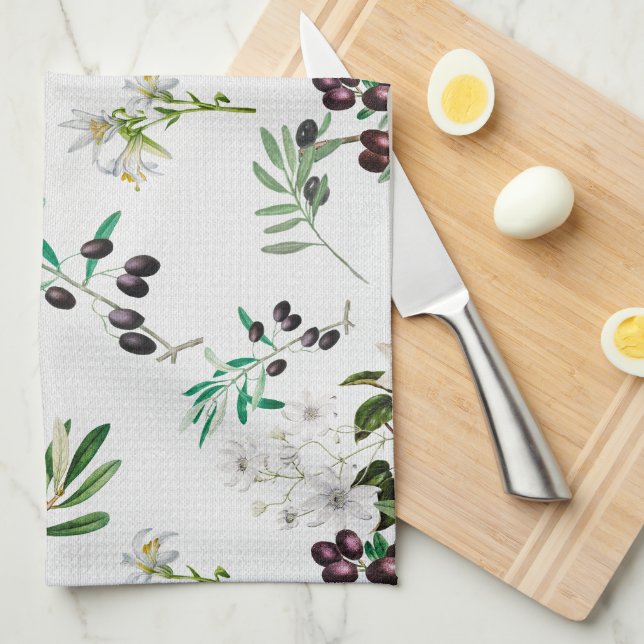 Olives,Tuscany ,flowers,Mediterranean,summer   Tea Towel (Quarter Fold)