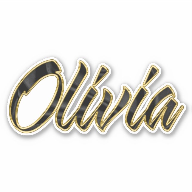 Olivia black gold lettering decal sticker (Front)