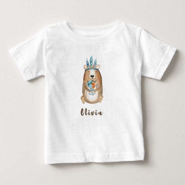 Olivia Boho Bear Baby T-Shirt (Front)