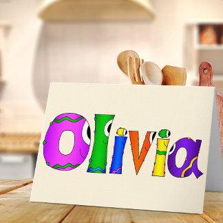 "Olivia" Cartoon Character Name Card