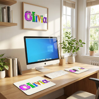 "Olivia" Cartoon Character Name Mouse Pad