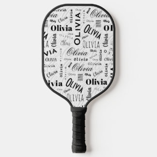 Olivia Custom Name Black White  Pickleball Paddle