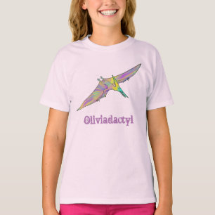 Olivia dactyl Funny Colourful Pterodactyl Dinosaur T-Shirt