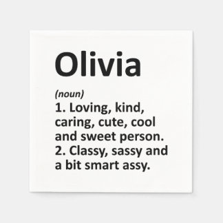 OLIVIA Definition Personalised Name Funny Birthday Napkin