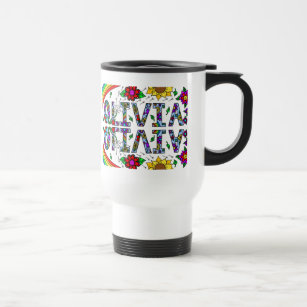 Olivia, Digital Art, Whimsical Flowers Travel Mug