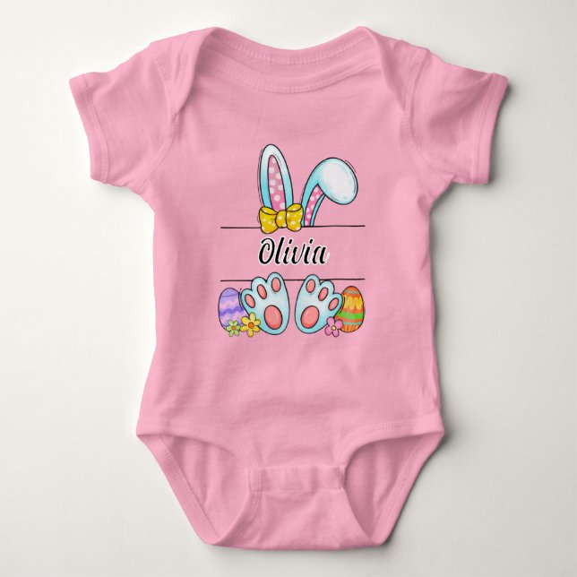 Olivia Easter Bunny Baby Bodysuit (Front)