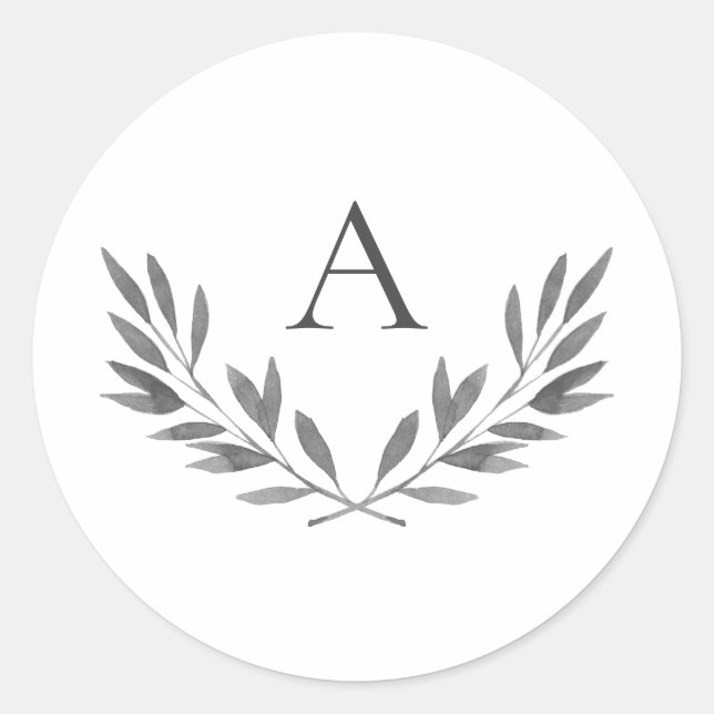 Olivia Elegant Grey Monogram Wedding Sticker (Front)