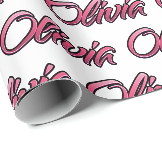 Olivia faded pink personalized gift paper (Roll Corner)