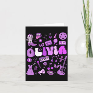Olivia First Name I Love Olivia Groovy 80's Girls  Card