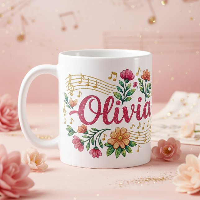 Olivia Floral Music Lover Glitter Mug (Olivia Floral Music Lover Glitter Mug)