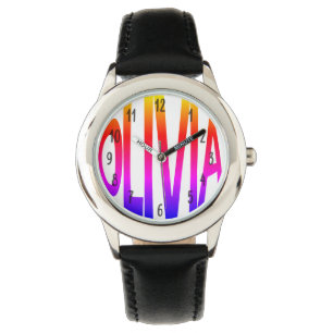 Olivia girls name colourful kids watch