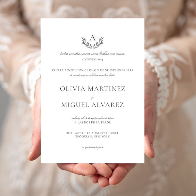 Olivia Invitacion de Boda Cristiana Wedding Invitation (Invitacion de boda católica sencilla y elegante digital para imprimir)