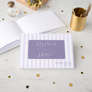 Olivia & James Elegant Lavender Stripes Guest Book
