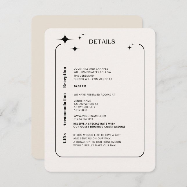 OLIVIA Modern Ivory Celestial Enclosure Card (Front/Back)