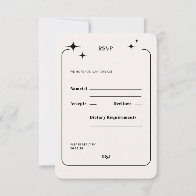 OLIVIA Modern Ivory Celestial RSVP Response Card (Front)