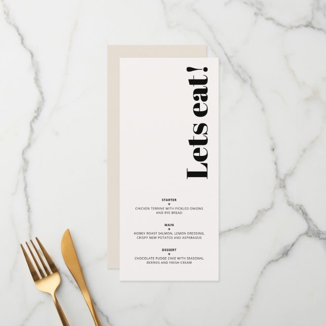 OLIVIA Modern Ivory Celestial Wedding Breakfast Menu (Front/Back In Situ)