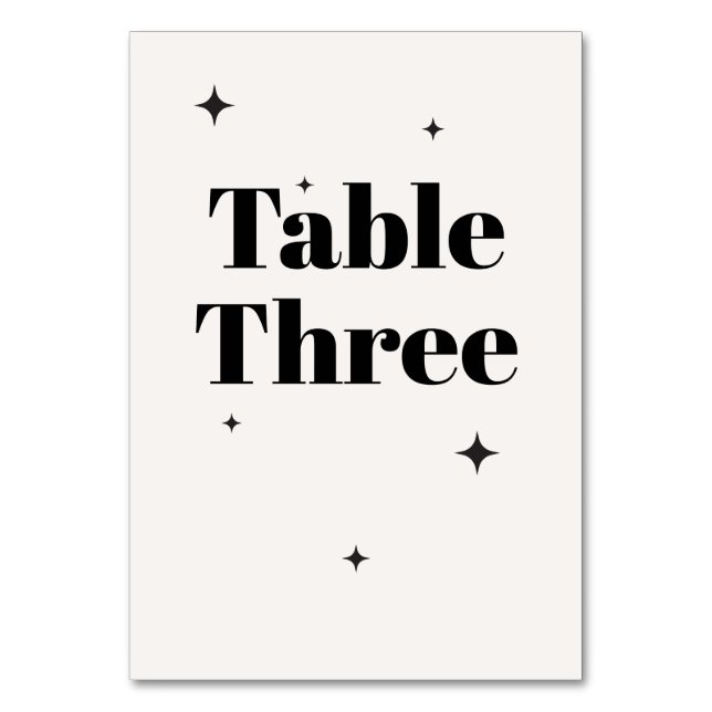 OLIVIA Modern Ivory Celestial Wedding Breakfast Table Number (Front)