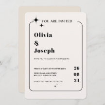 OLIVIA Modern Ivory Celestial Wedding Invitation
