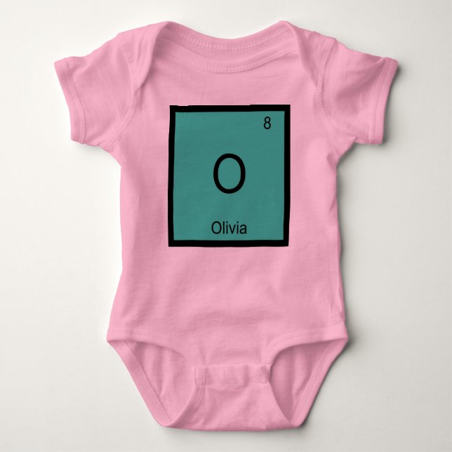 Olivia Name Chemistry Element Periodic Table Baby Bodysuit (Front)