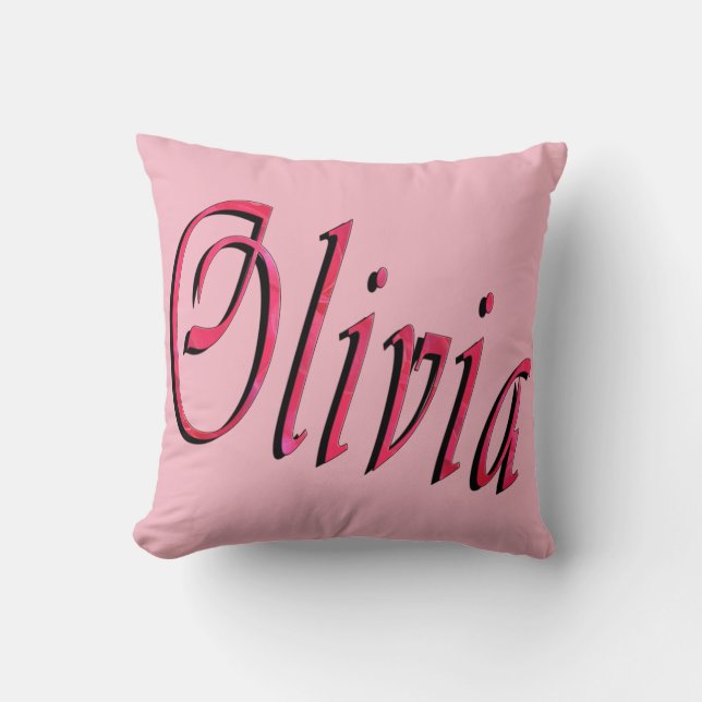 Olivia, Name, Logo, Pink Throw Cushion. Cushion (Front)