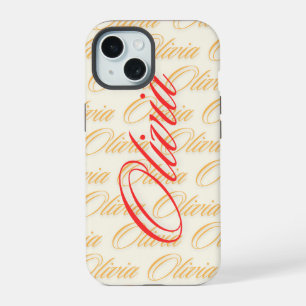 Olivia Name Pattern Design iPhone 15 Case