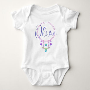 Olivia Name Reveal Girl Whimsical Cute Hippy Boho  Baby Bodysuit