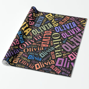 Olivia Name text design - Change background Wrapping Paper