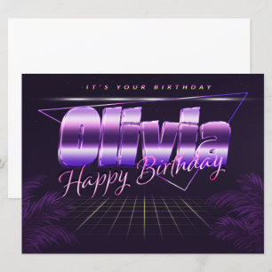 Olivia Name Vorname lila retro Karte Geburtstag Card