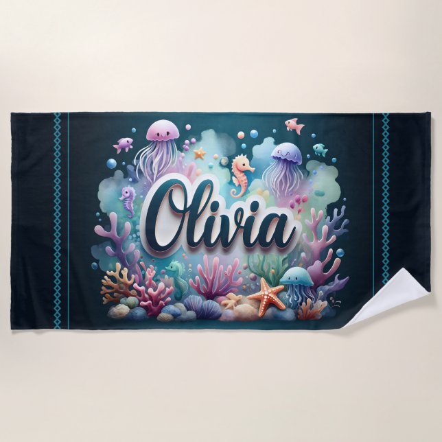 Olivia Ocean Adventure Beach Towel (Front)