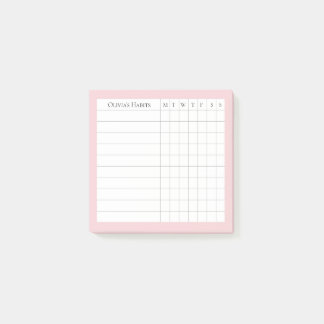 Olivia Personalised Habit Tracker in Blush Post-it Notes