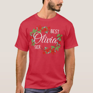 Olivia Personalised Name Floral Wreath Flower T-Shirt