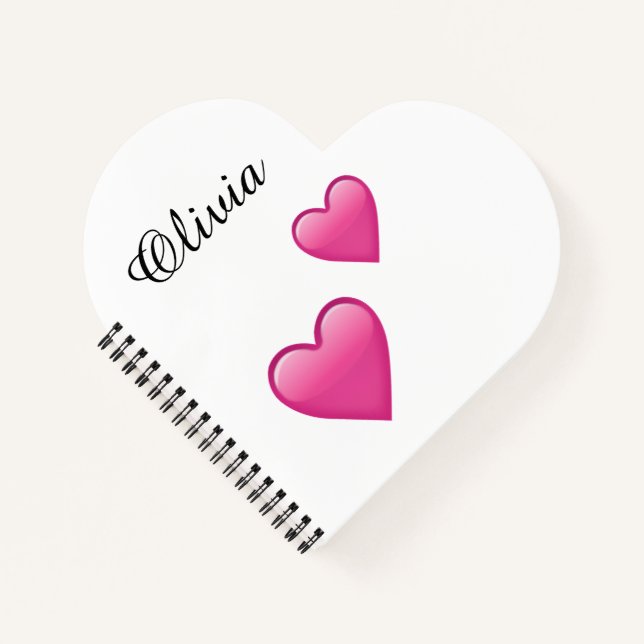 Olivia Personalized Emoji Hearts NoteBook (Front)