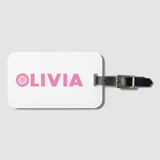 Olivia Petrol Head Luggage Tag (Front Horizontal)