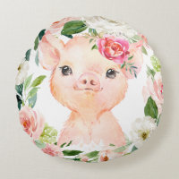 Olivia Pigsley Pig  with Blush Pink Floral Wreath
