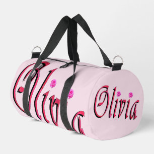 "Olivia" Red And Pink Olivia Name, Duffle Bag
