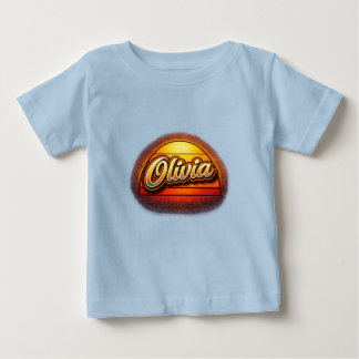 Olivia Retro Sunset Personalized Name Design Baby T-Shirt