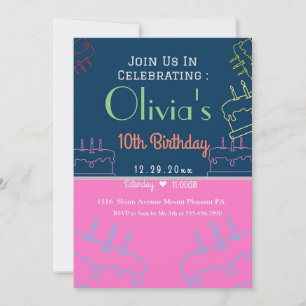 olivia's 10th birthday invitation card