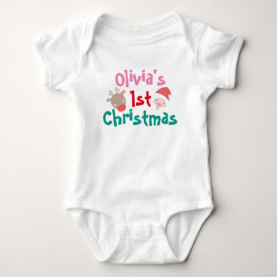 Olivia's First Christmas Baby Romper Bodysuit