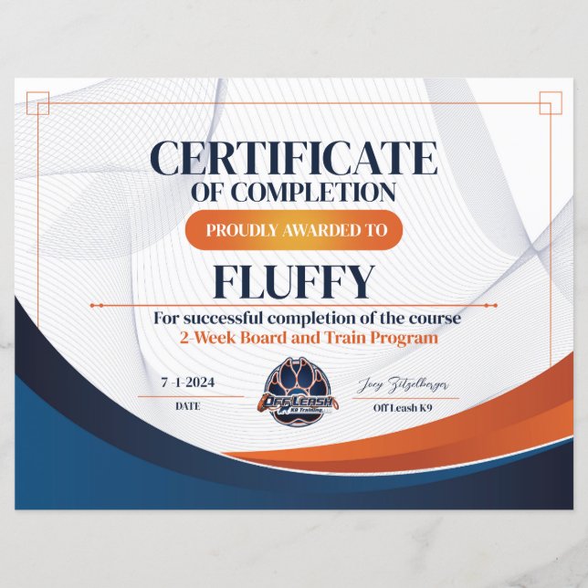 OLK9 Certificate #8 (Front)