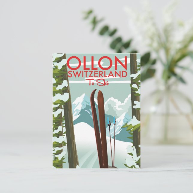 Ollon Switzerland Ski  Postcard (Standing Front)