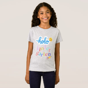 olorful Hello Kindergarten First Day of School Gir T-Shirt